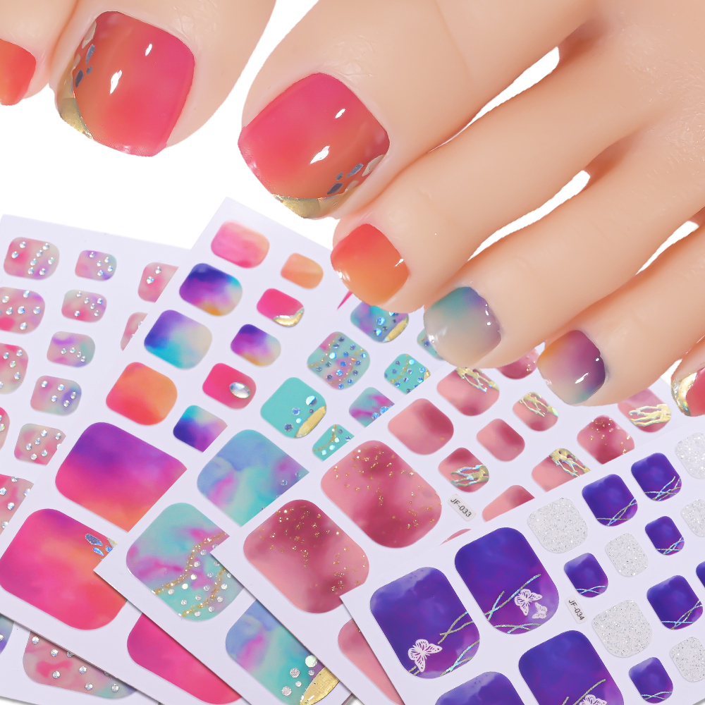 Full Cover Adhesive - 22Tips/Sheet DIY Glitter Toe Nail Stickers