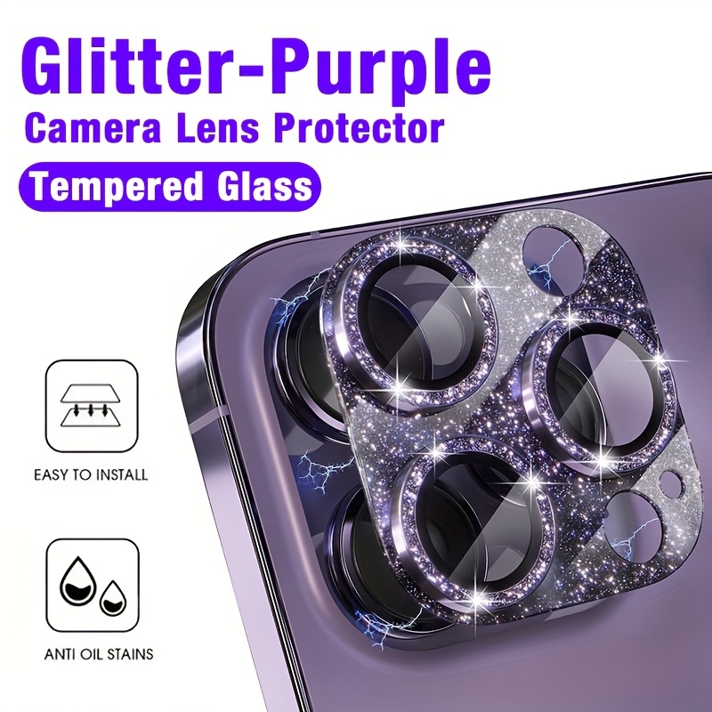 1 Pcs Glitter-Purple Camera Le - Tempered Glass Screen 9H avaliação e preço